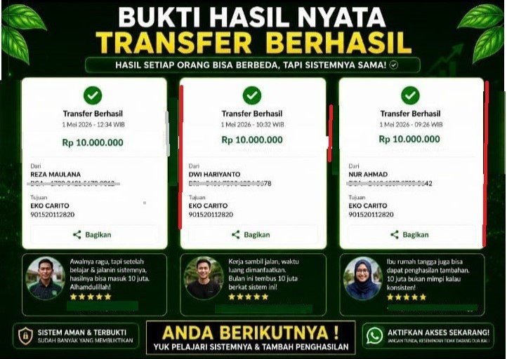 Bukti Transfer Rp 10 Juta